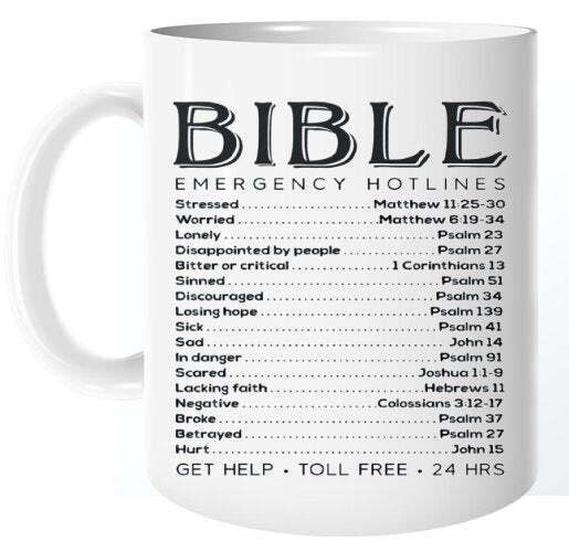 Bible Emergency Numbers Coffee Tea Mug Cup
