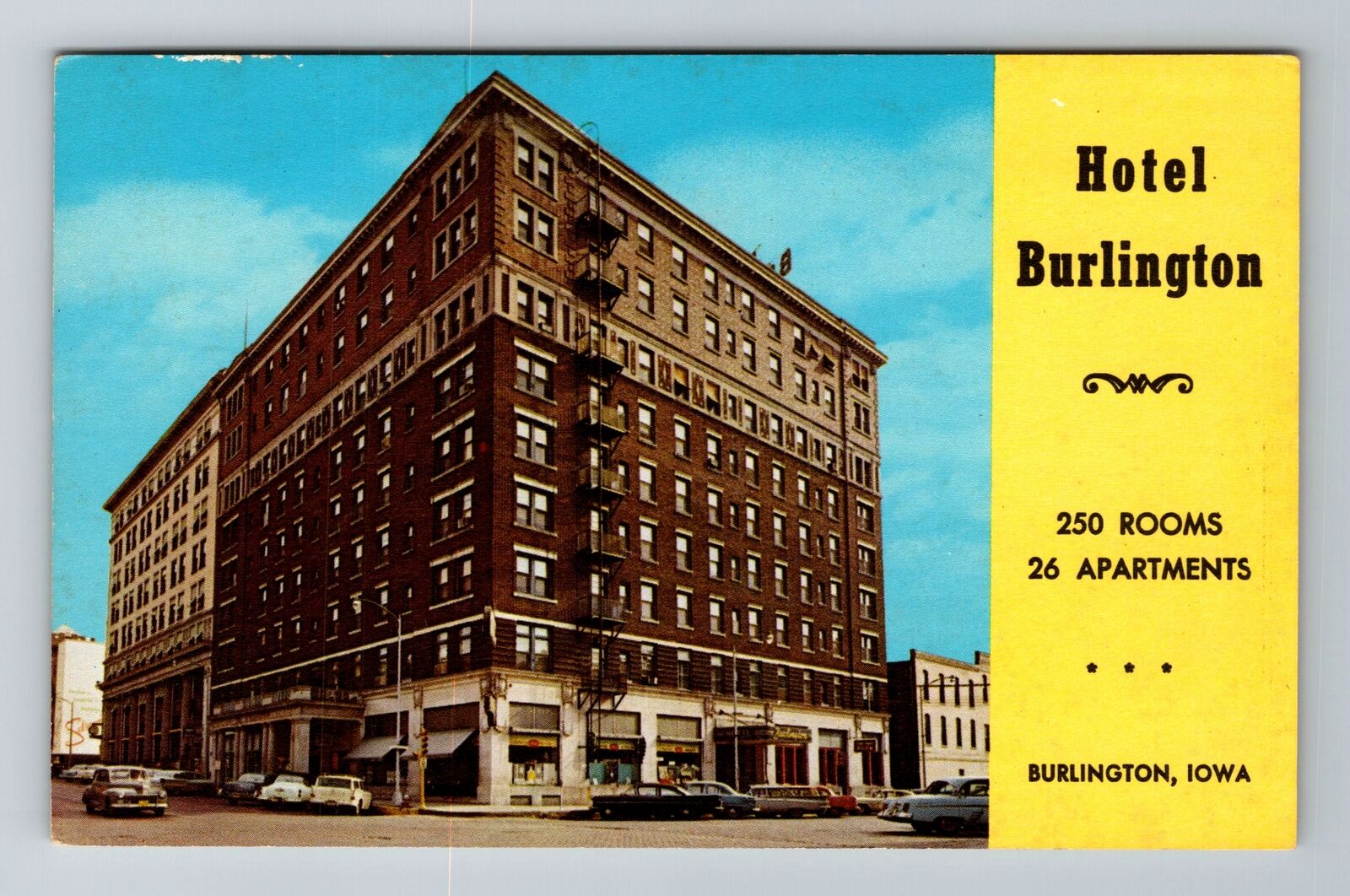 Burlington IA-Iowa, Hotel Burlington, Advertising, Antique, Vintage Postcard