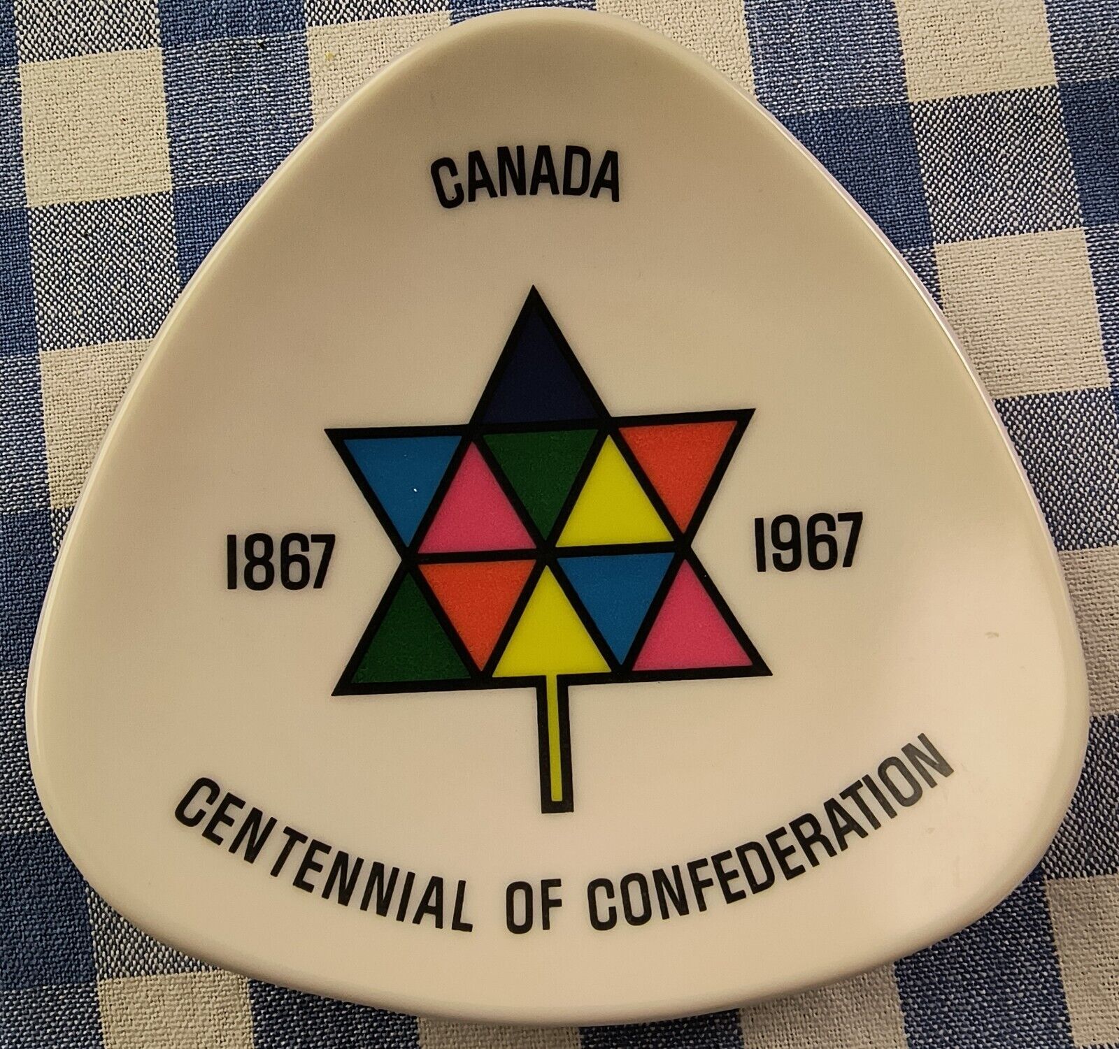 Vintage 1967 Canada Souvenir Centennial of Confederation Trinket Tray Ornamold