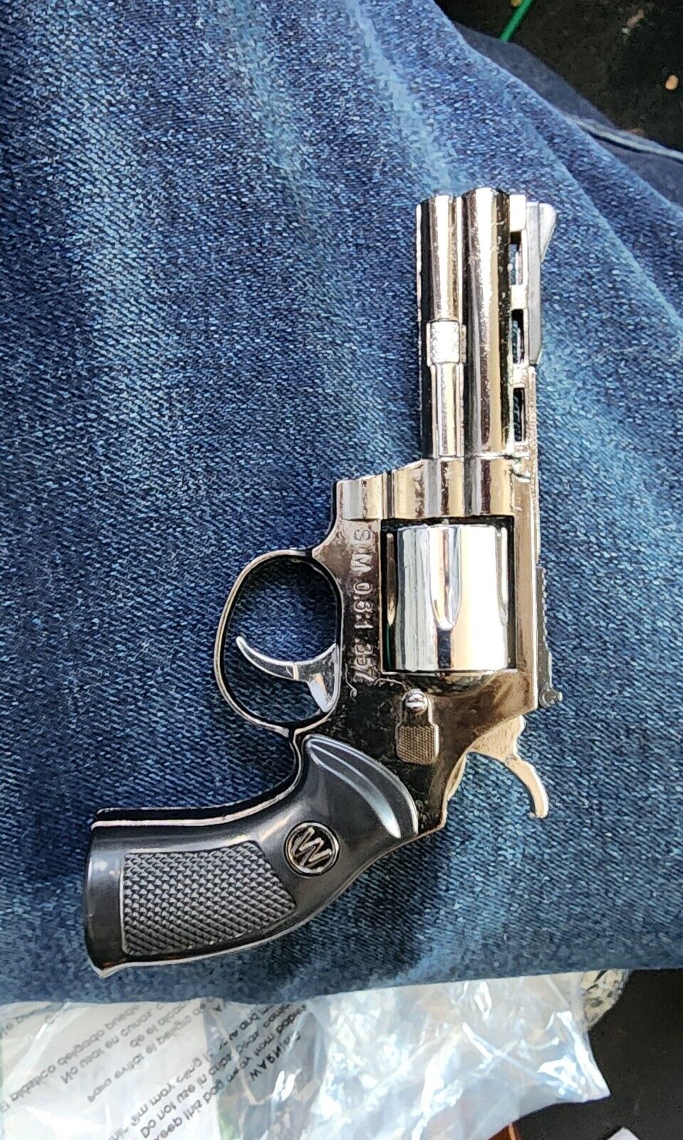 Smith & Wesson 357 Replica Lighter Propane Igniter Silver Tone