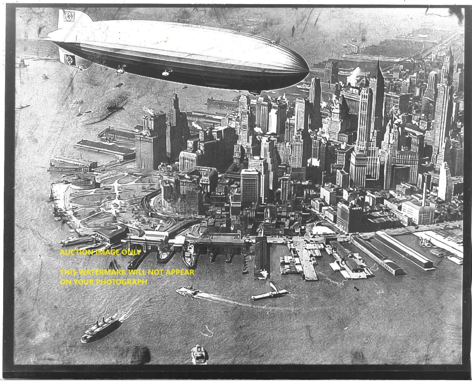 Vintage Photograph: Airship Over New York Before Hindenburg Disaster - May 1937