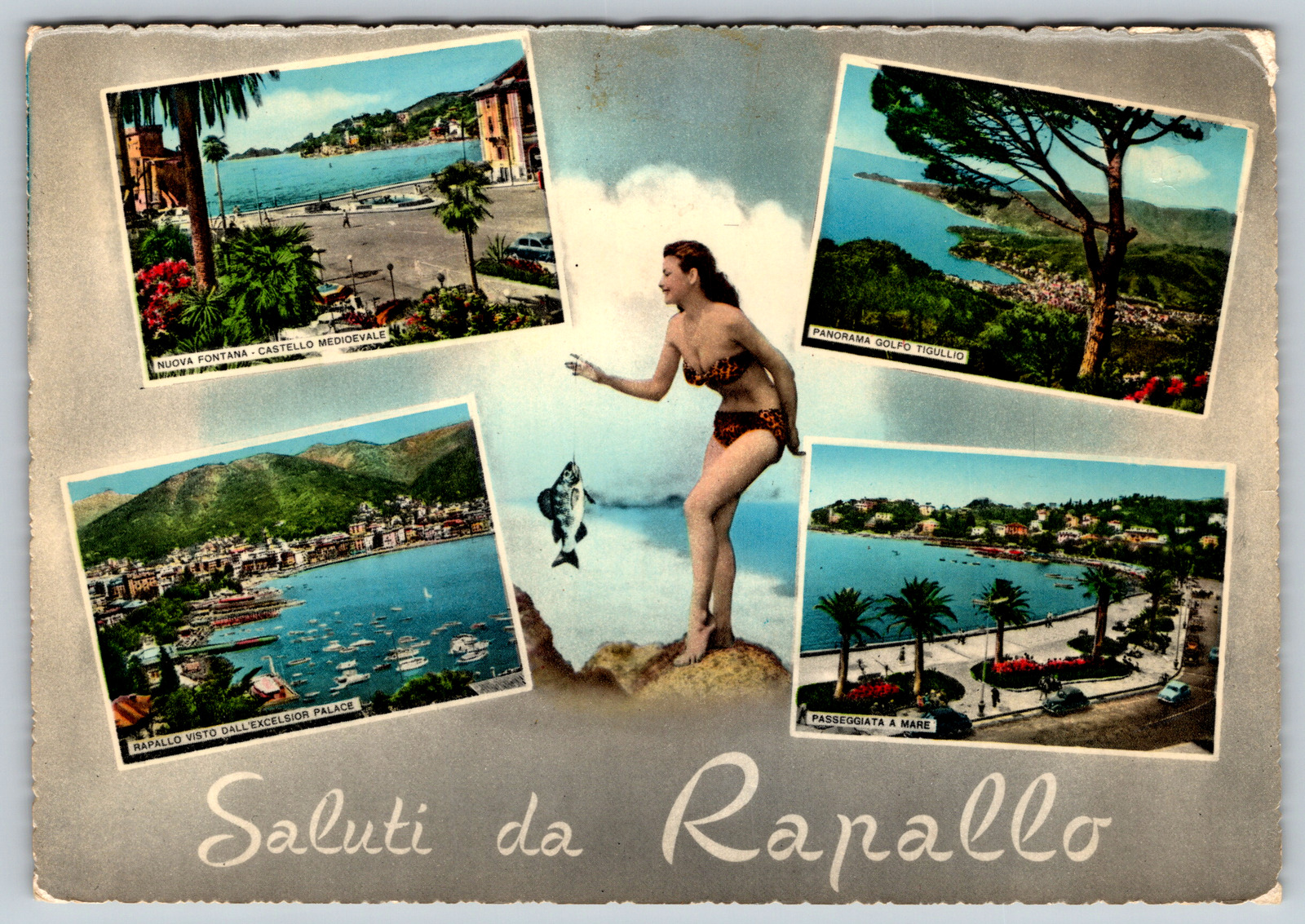 c1970s Saluti De Rapallo Greetings Multi-View Vintage Postcard