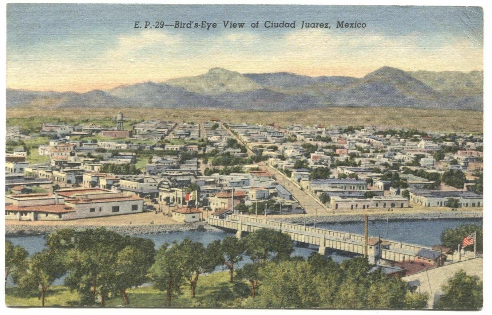 Postcard Bird\'s Eye View Ciudad Juarez Mexico 