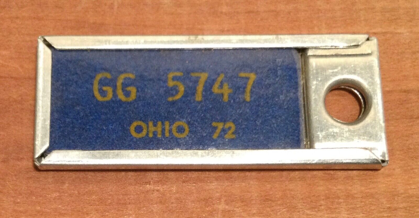 Vintage 1972 OHIO Disabled American Veterans DAV Keychain Mini License Plate