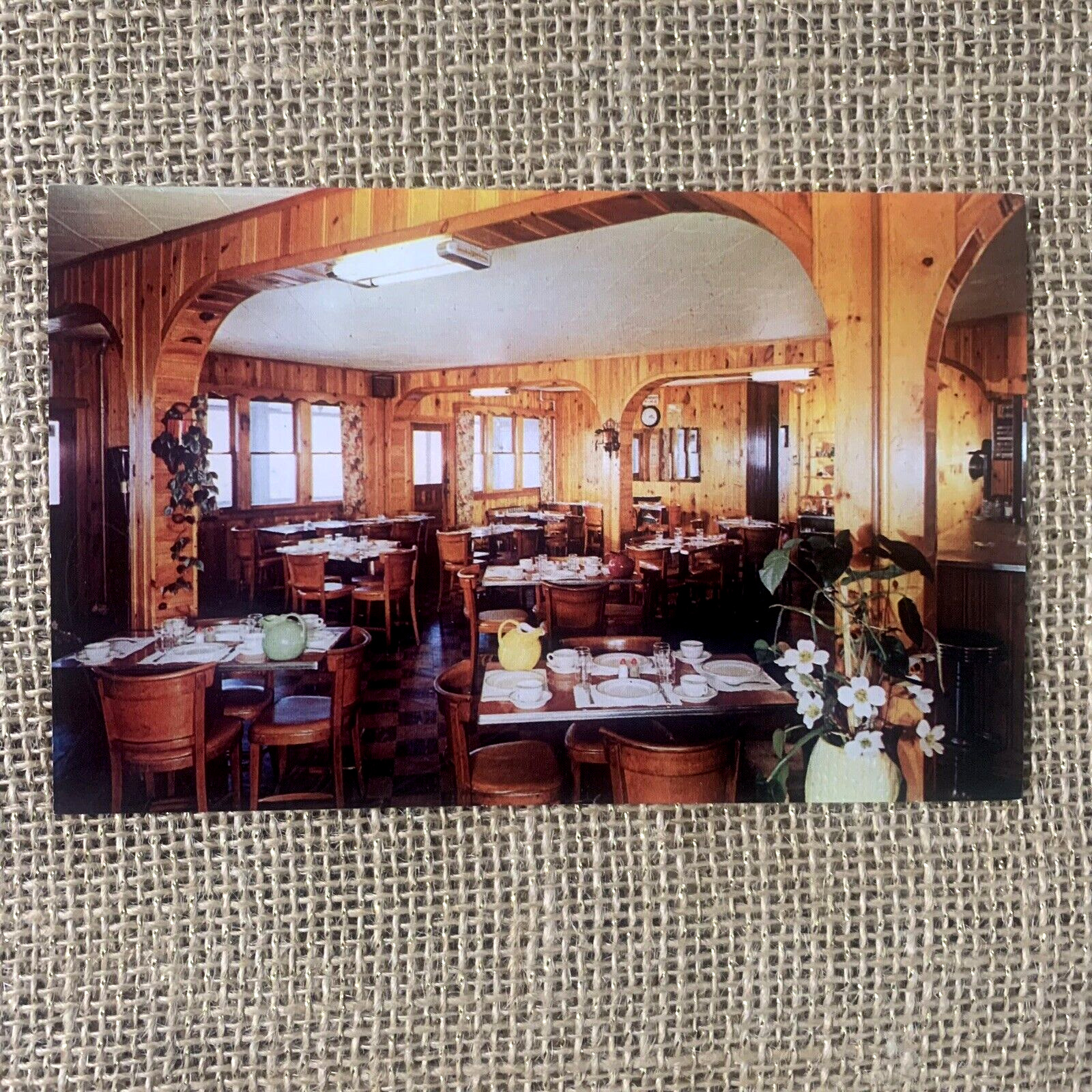 Knotty Pine Dining Room At White Beauty View Hawley Pennsylvania PA Postcard