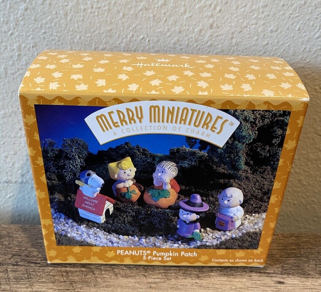 Vintage 1996 Hallmark Merry Miniatures Peanuts Pumpkin Patch 5-piece Set NEW