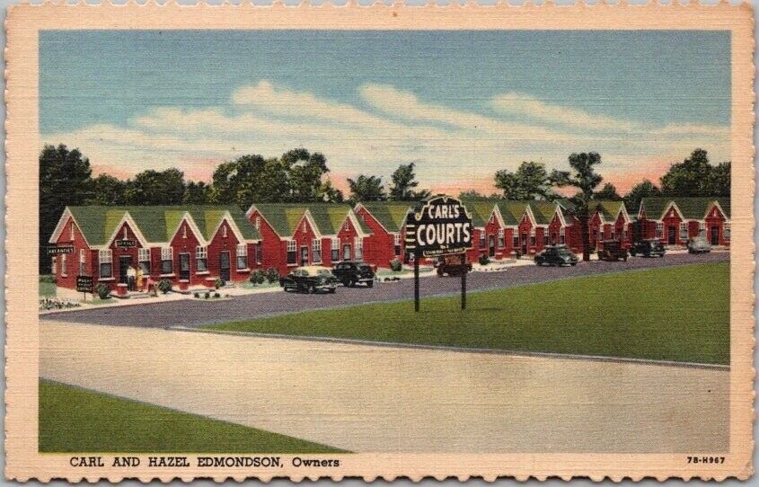 FORREST CITY, Arkansas Postcard CARL\'S COURT NO. 2 - Curteich Linen 1950 Cancel
