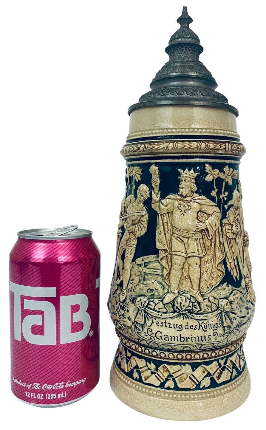 UNCATALOGED GIRMSCHEID ?? Antique German Beer Stein 1 Liter GAMBRINUS & revelers