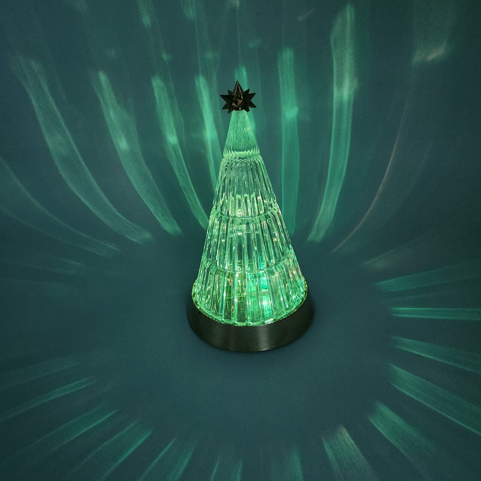 Avon Crystal Light Up Holiday Color Changing Christmas Tree Battery Powered Flaw
