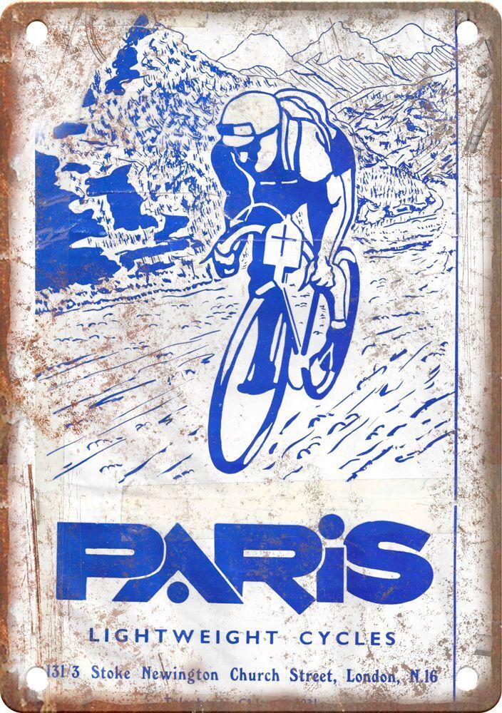 Retro Paris Cycles London Cycling Poster Reproduction Metal Sign B785