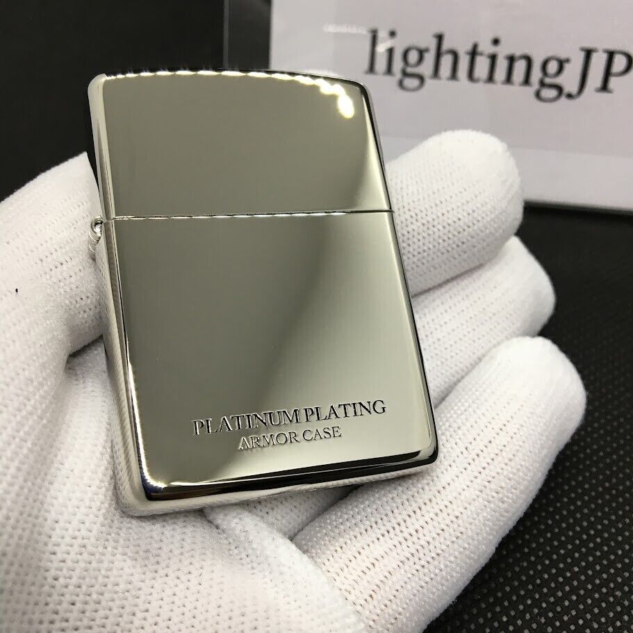 Zippo Armor Platinum Plating Titanium Coating Silver Side Logo Lighter Japan