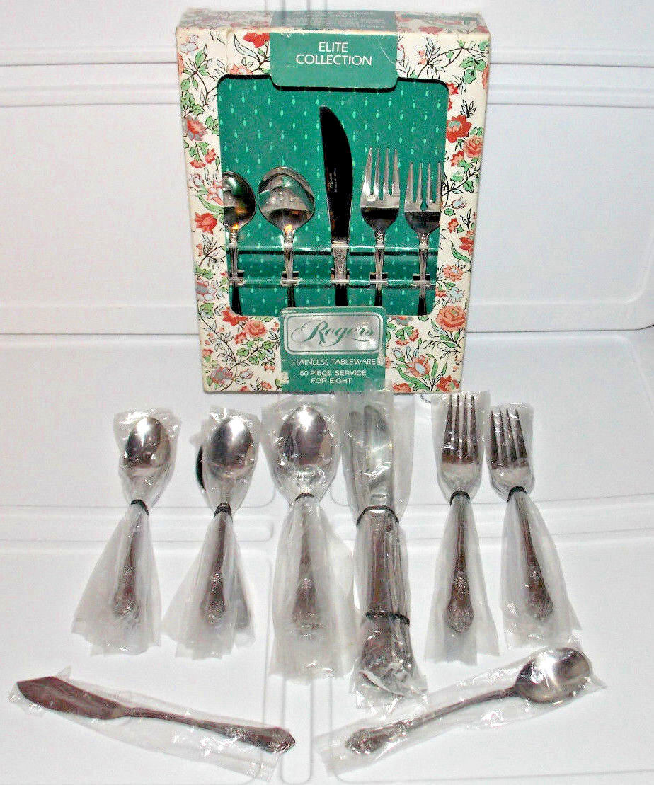 Vintage Rogers Stanley Roberts 50 Piece Service For 8 Sierra Stainless Tableware