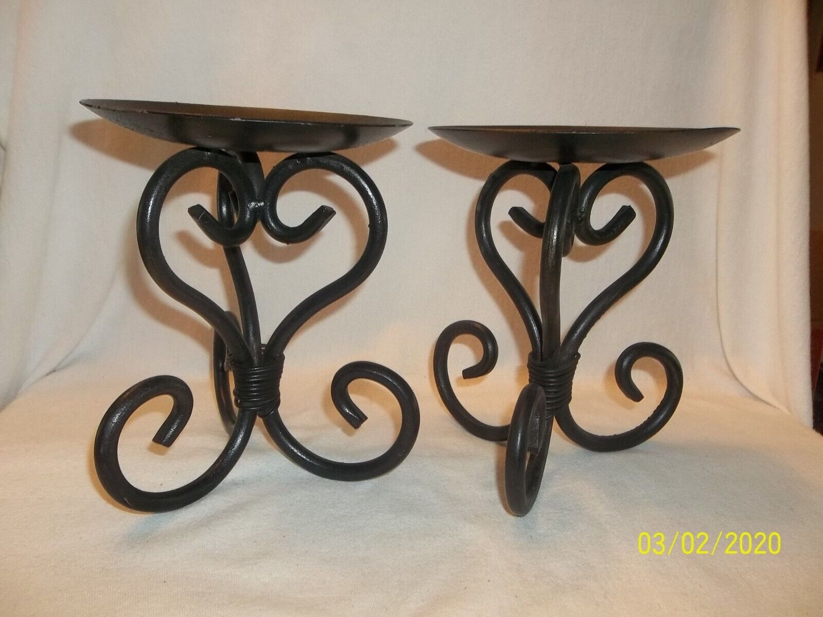 Vintage Black Wrought Iron Candle Stands