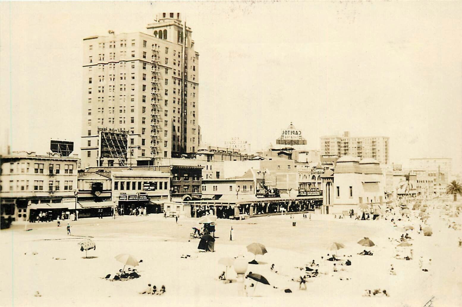 Postcard RPPC 1920s California Long Beach Arcade people enjoying a day CA24-8181