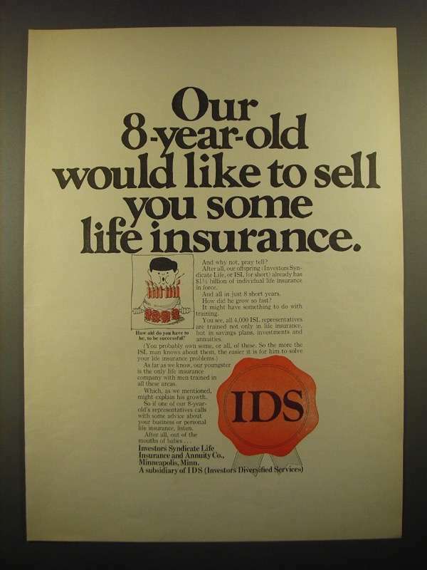 1967 IDS Investors Syndicate Life Insurance Ad - Our 8-Year-Old