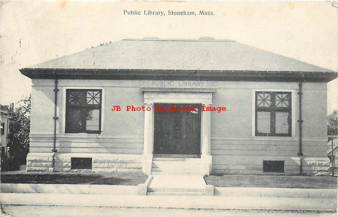 MA, Stoneham, Massachusetts, Public Library, 1908 PM, Souvenir Post Card