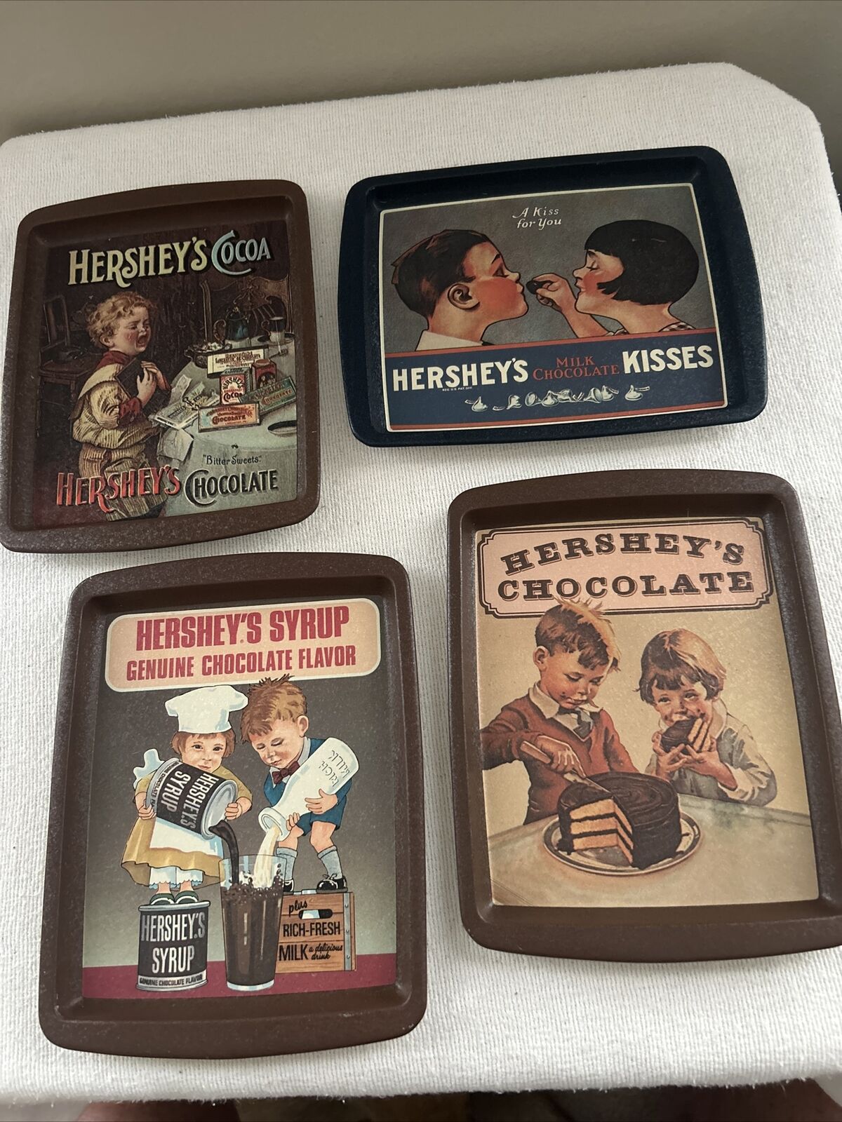 1982 Hershey Foods Corp Made In England Metal Trays Lot Of 4 (8x6)