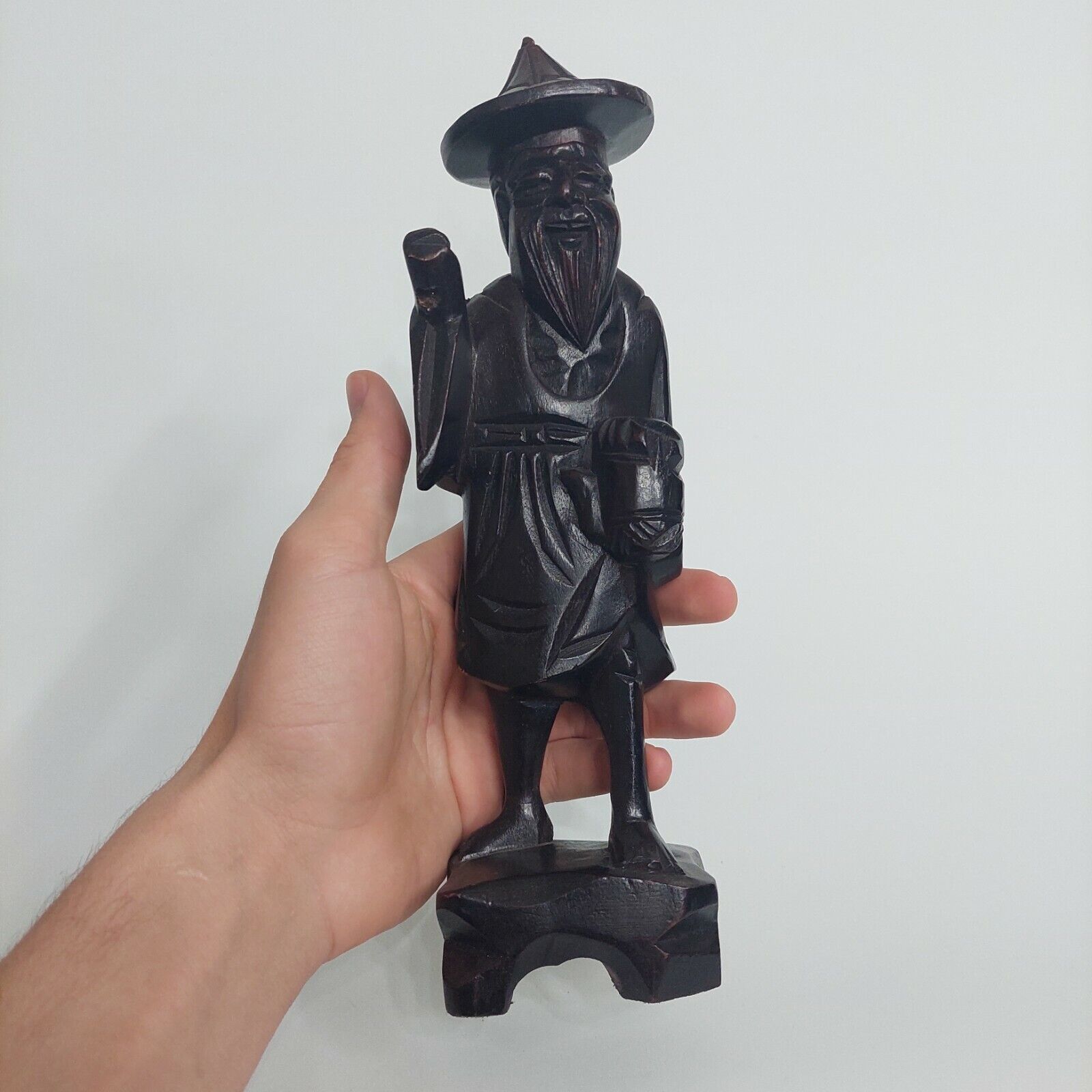vintage 100% wooden carved hand made Chinese samurai man statue