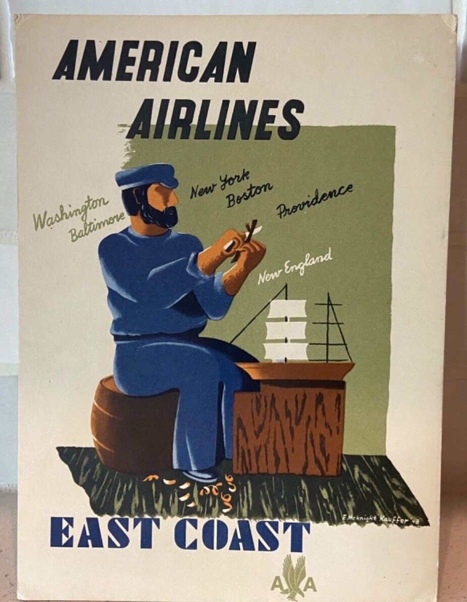 Vintage Original 1948 Table Top American Airlines E. McKnight Kauffer Poster