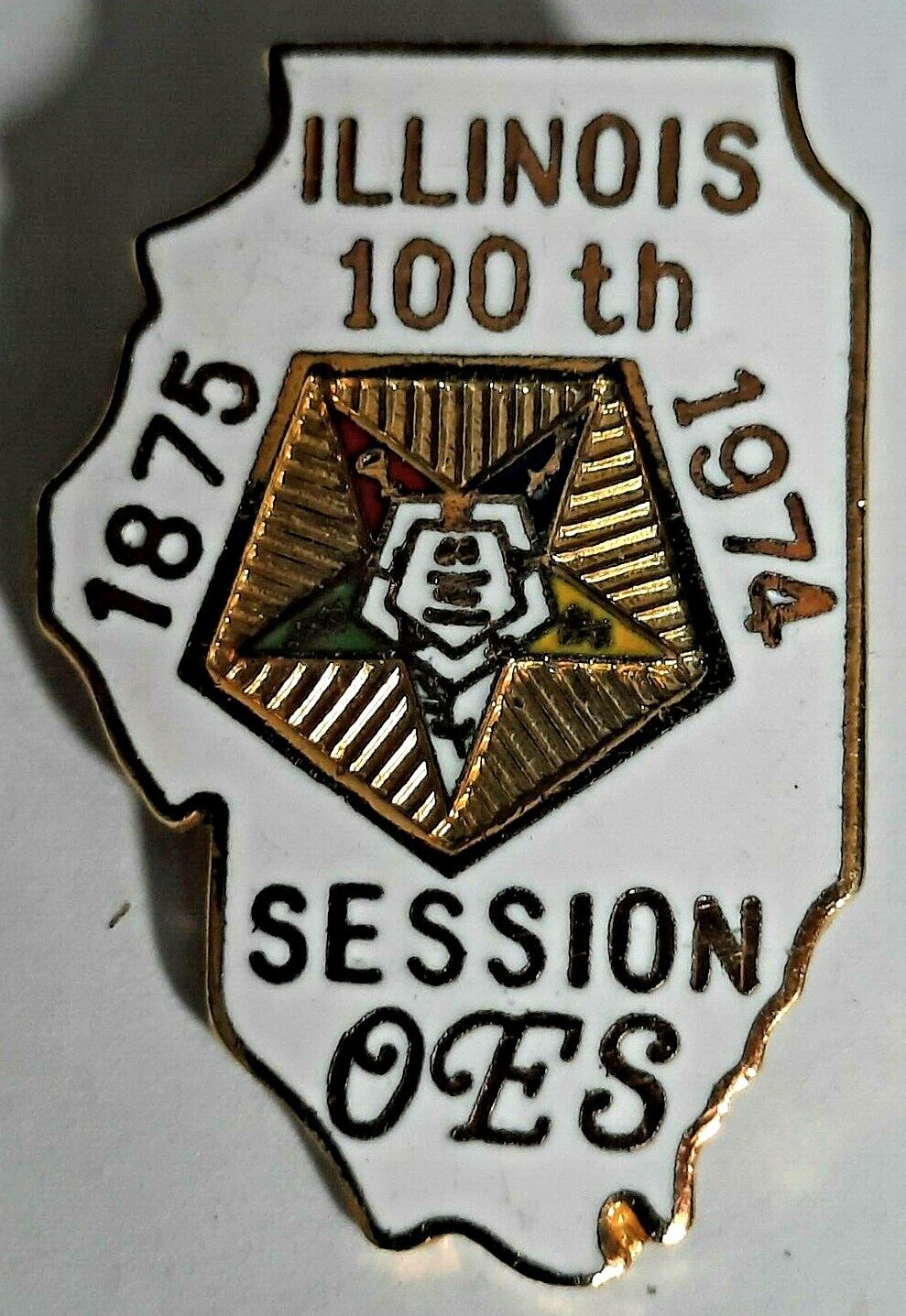 Vintage Masonic pin Illinois 100th Session OES 1875-1974  pre-owned