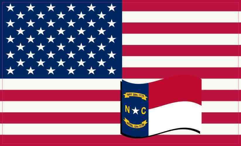 5×3 America and North Carolina Flag Magnet Vinyl State Vehicle Bumper Magnets