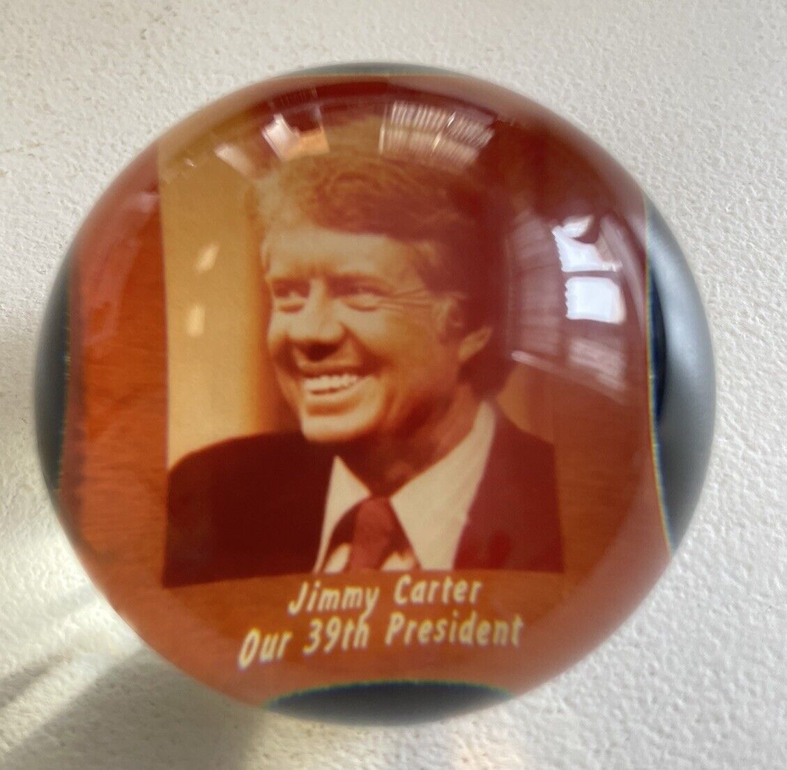 Vintage 1970s President Jimmy Carter Photo Acrylic/Plexiglas Paperweight
