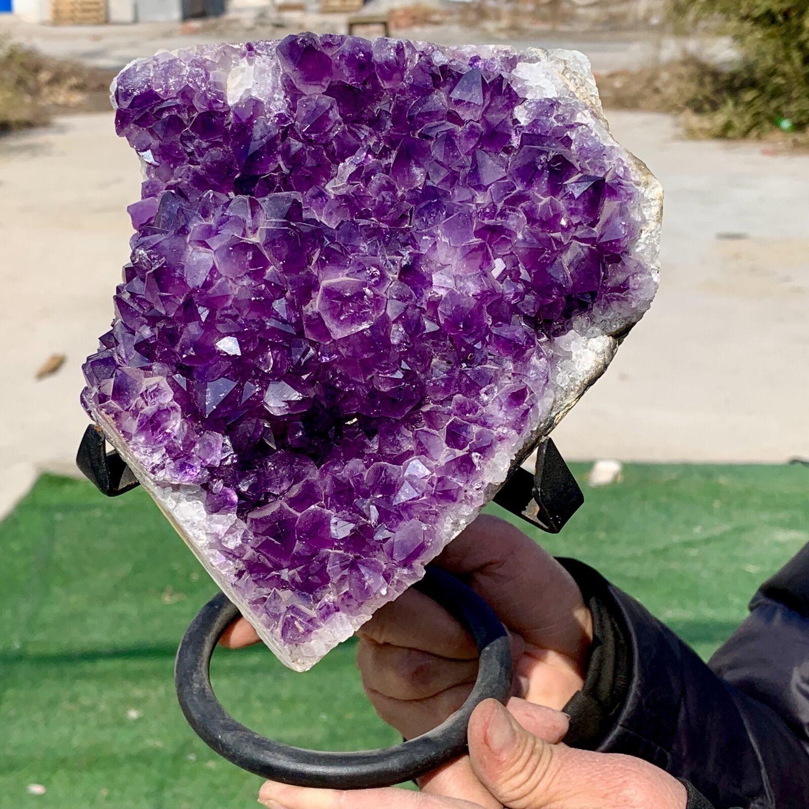 3.96LB Natural Amethyst geode quartz cluster crystal specimen Healing