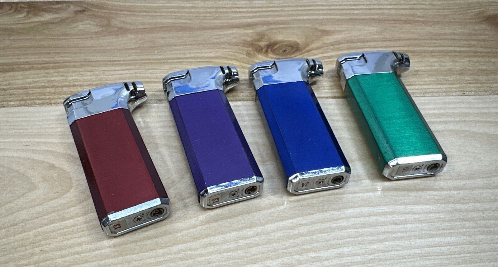 (4) Vintage, Refillable Butane Metal Pocket Lighters Lot - Work, Tested