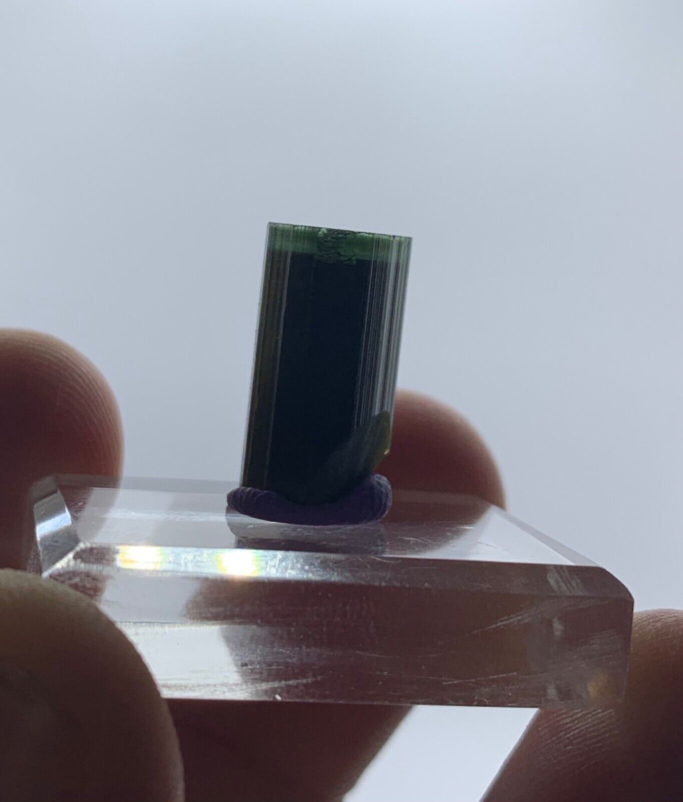 13 ct of natural beautiful terminated green cap tourmaline mini crystal