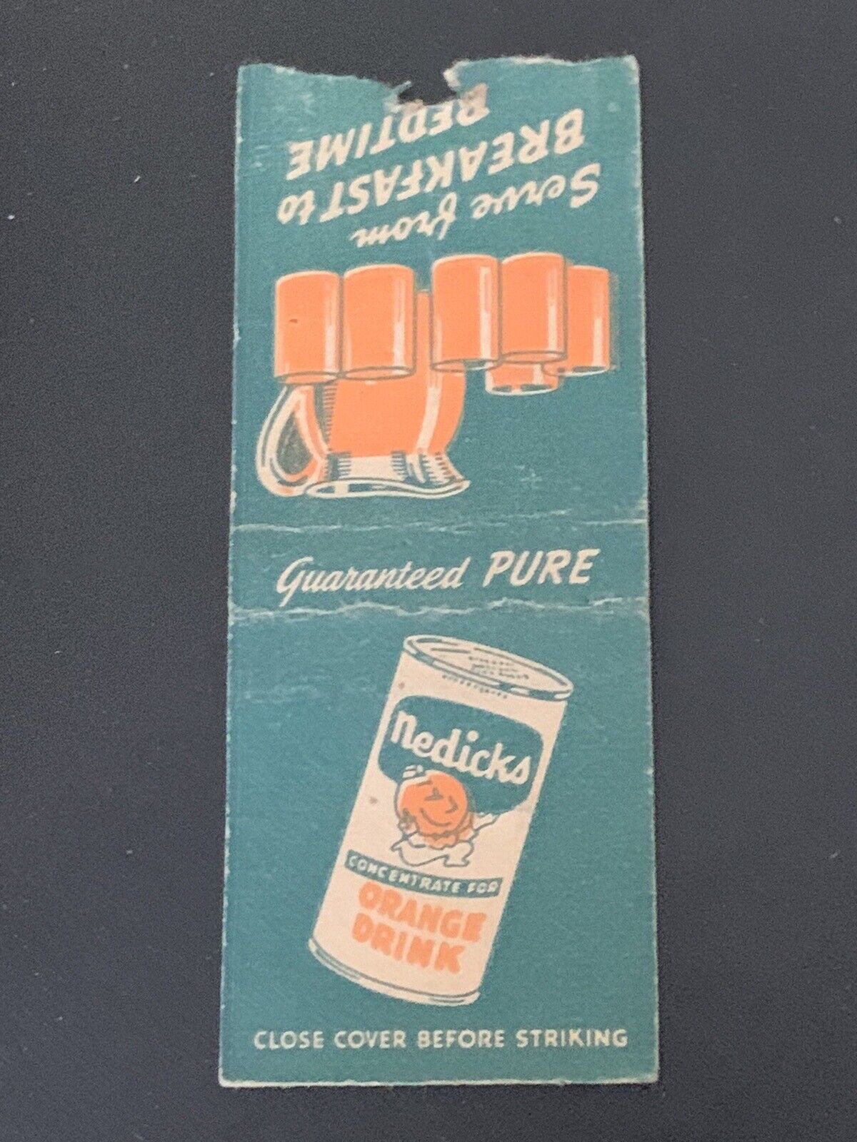Vintage Bobtail Matchbook: “Nedick’s Concentrate For Orange Drink”