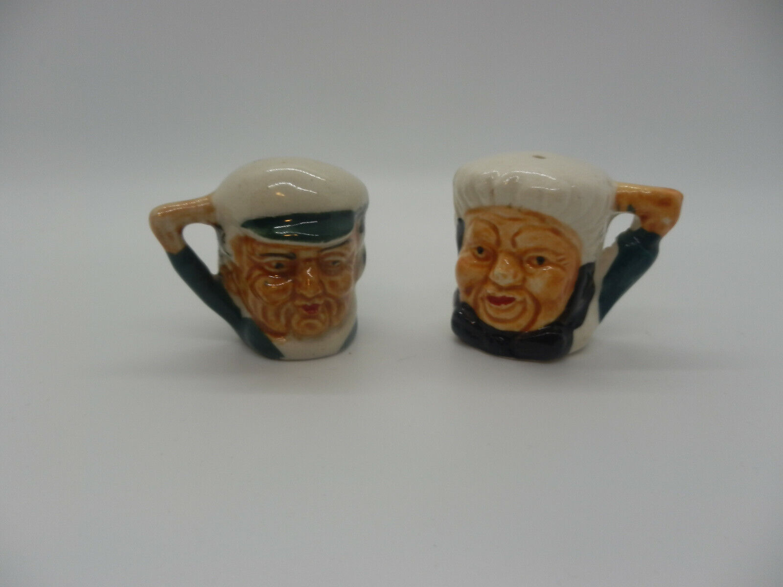 Vintage Toby Style Old Man Woman Seaman Face Mug Salt & Pepper Shakers Set Japan