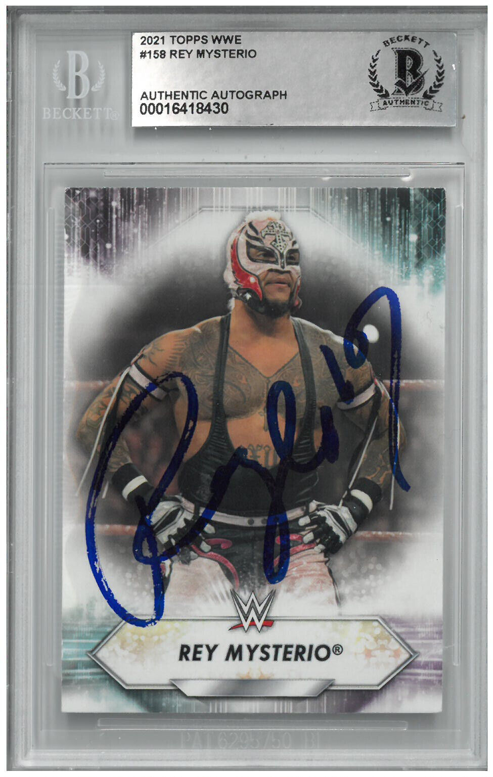 Rey Mysterio Signed Autograph Slabbed WWE 2021 Topps Card BAS Beckett