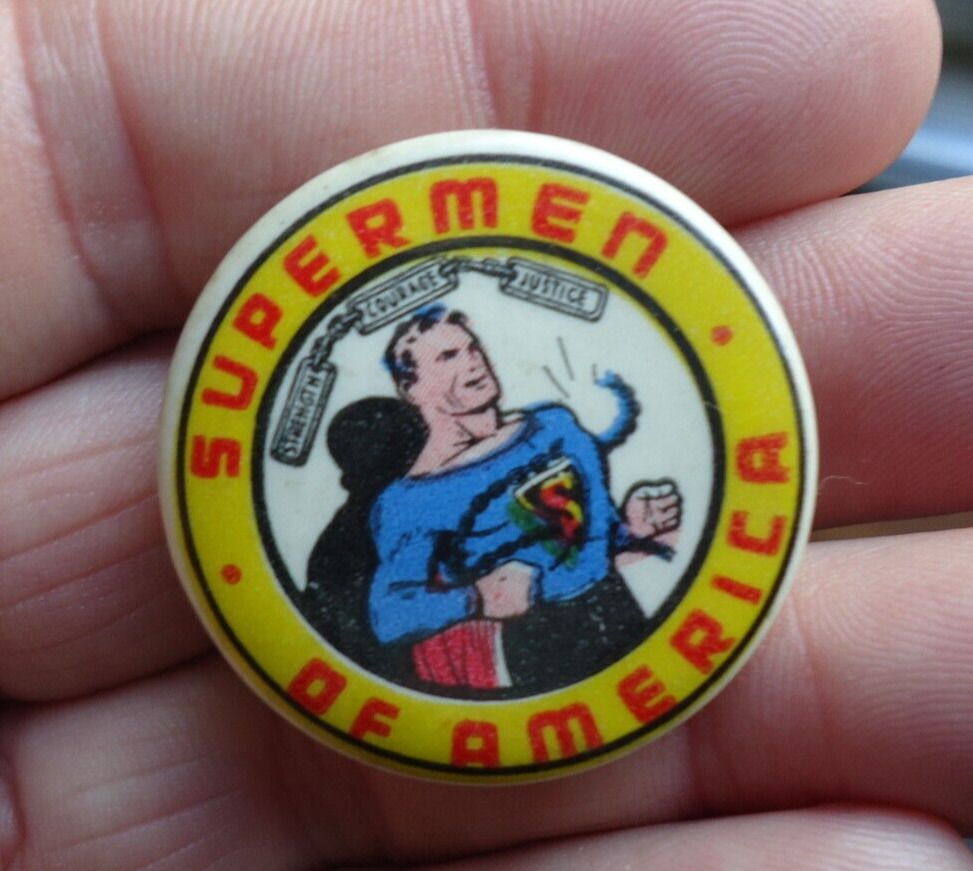 Rare 1961 Supermen America Pin National Periodical Publications Pinback Button