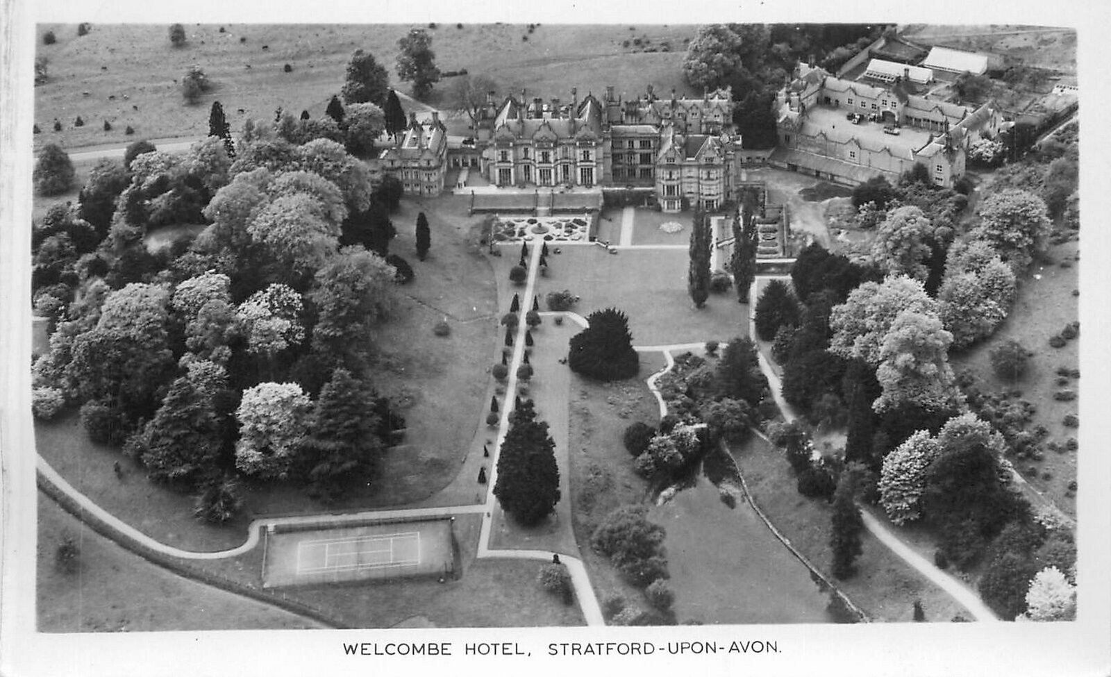 Postcard RPPC UK Stratford Upon Avon Welcombe Hotel  Airview 23-2631