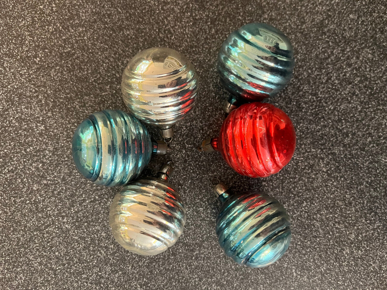 6 Qty. Vtg Ribbed Ball Ornaments made by Premier