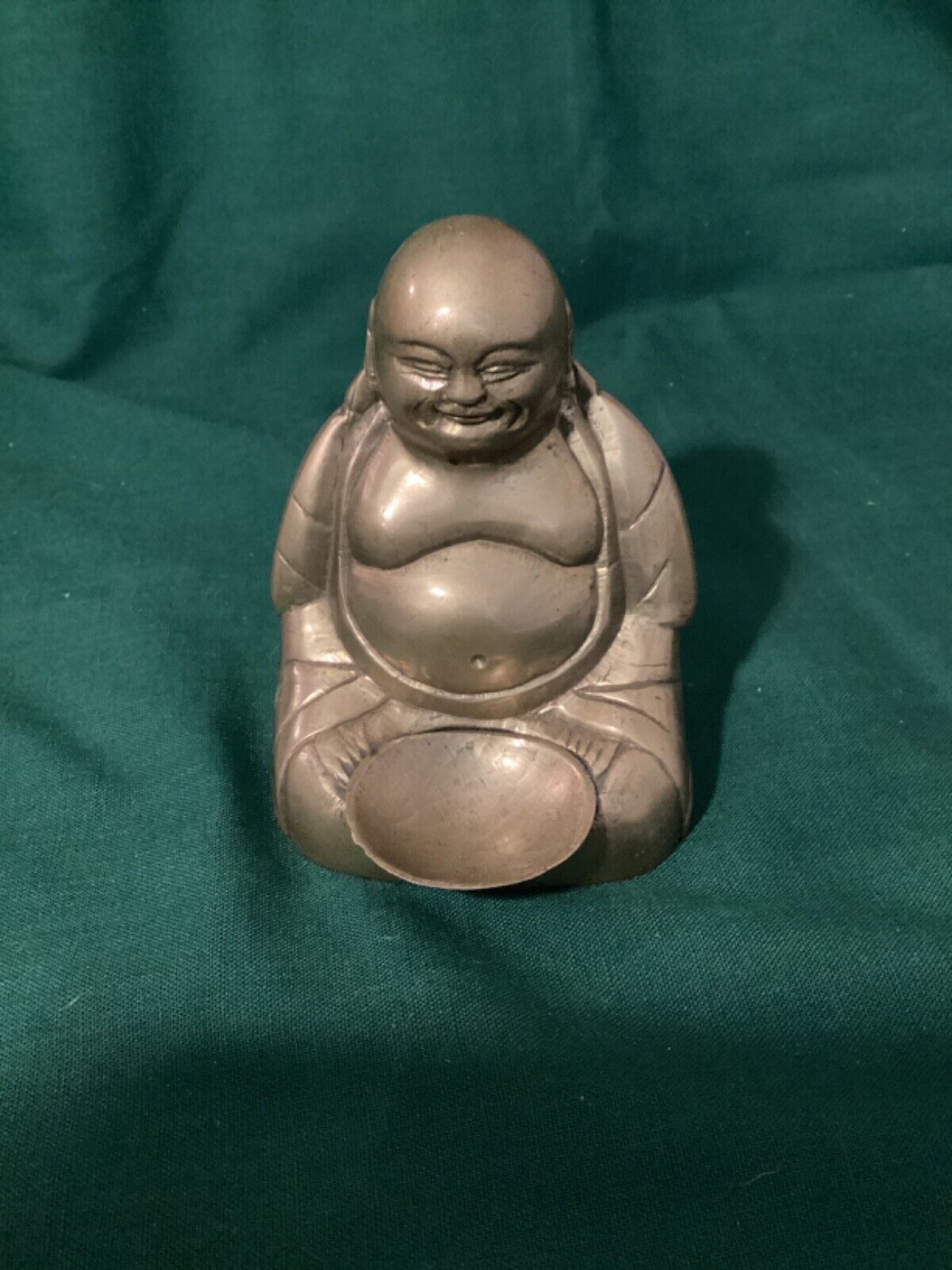 True Vintage Smiling Buddha Brass Figurine