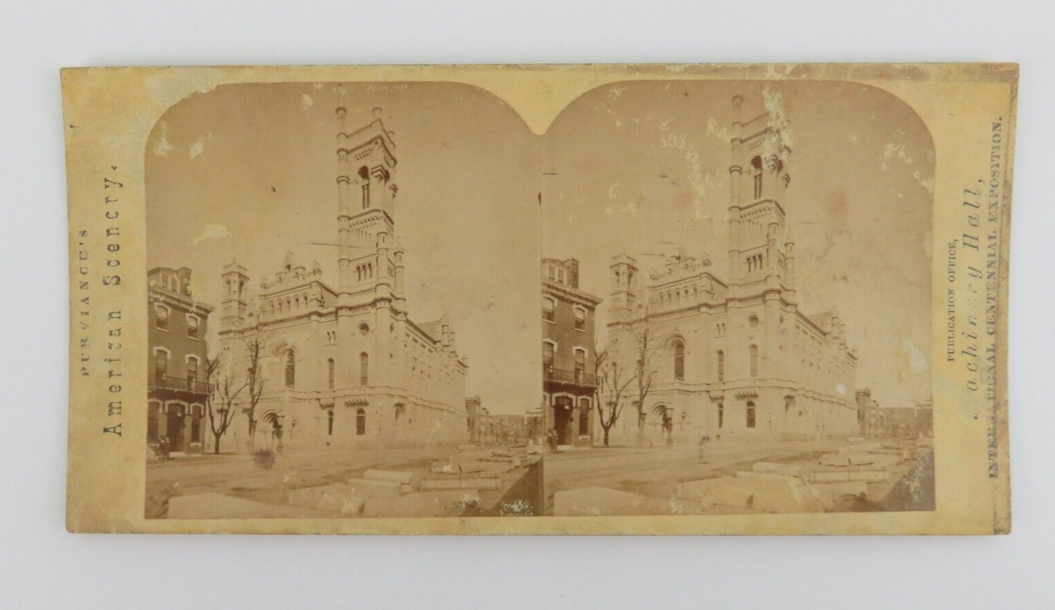 Purviance Intl Centennial Exposition Machinery Hall View of Building Stereoview