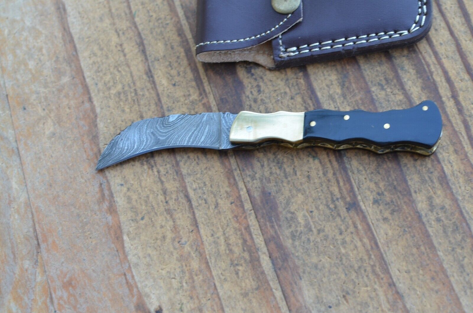 damascus custom made folding knife Laguiole Type From The Eagle Collection A0541