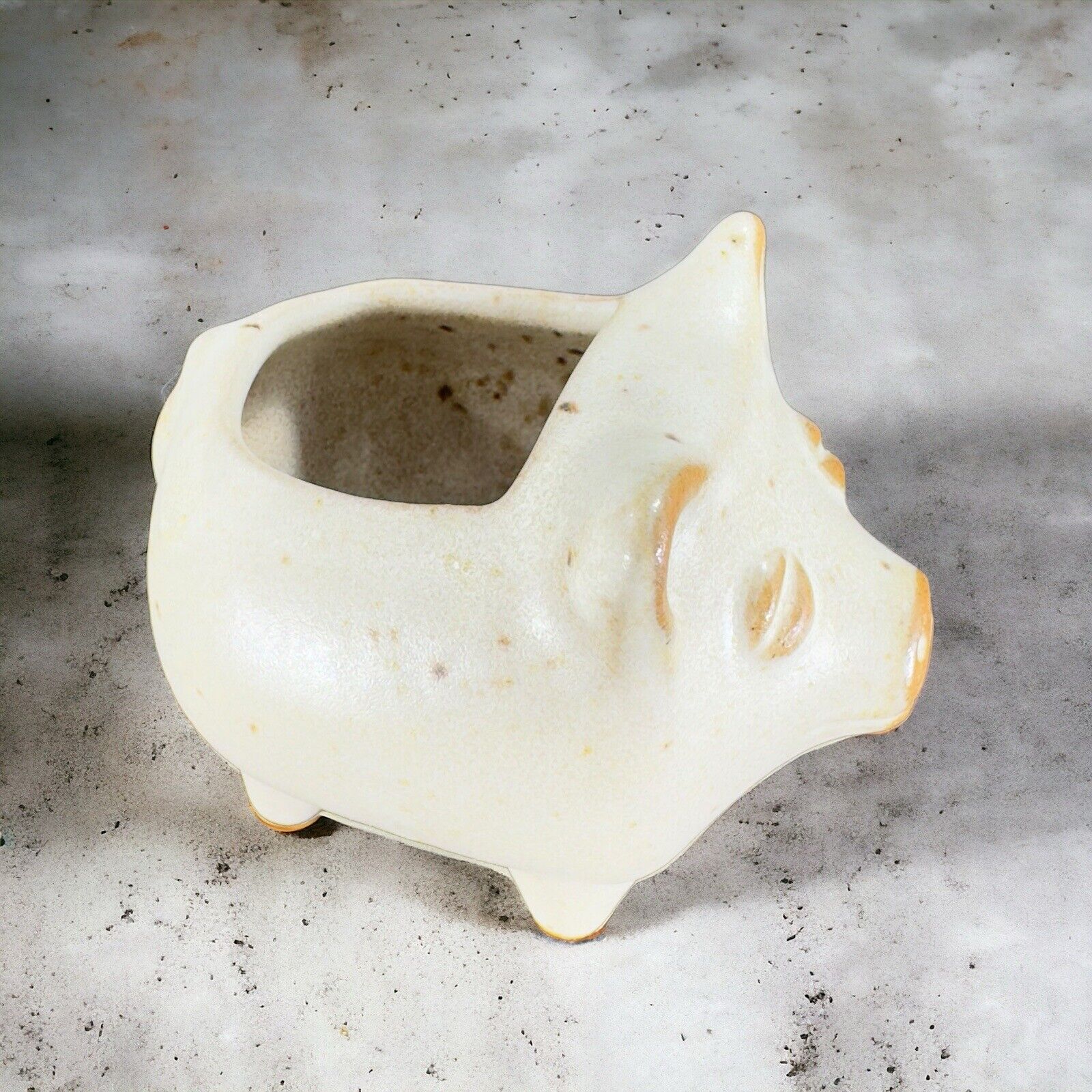Hand Made Pottery Small Whimsical Pig Piggy Toothpick Holder Vase Hand Crafted