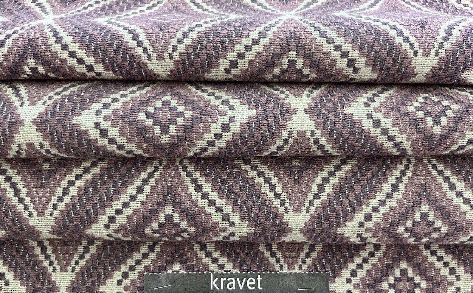 KRAVET GEOMETRIC WOVEN- Lavender & Ivory Diamond pattern-$220- 25\