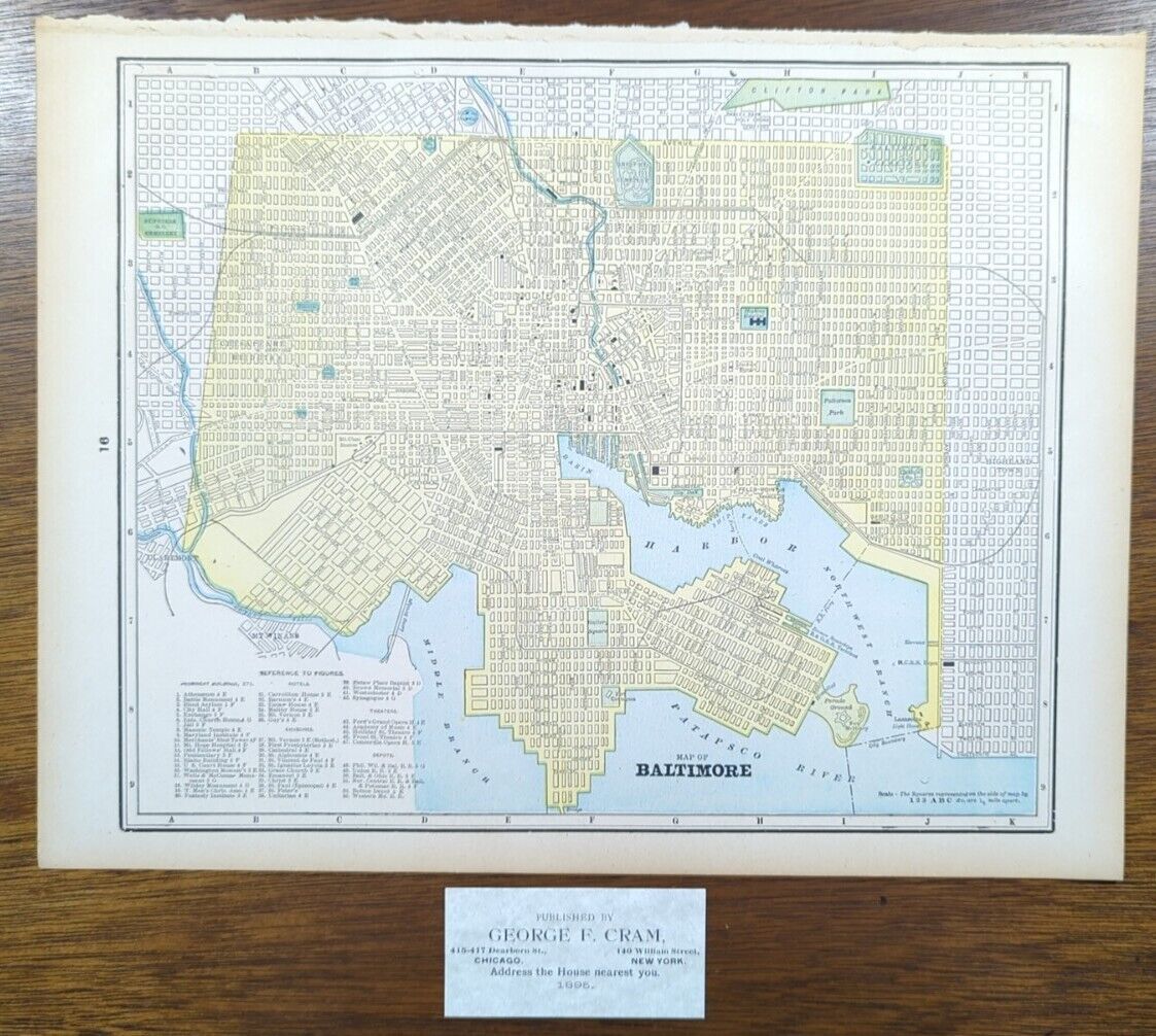 Vintage 1895 BALTIMORE MARYLAND Map 14\