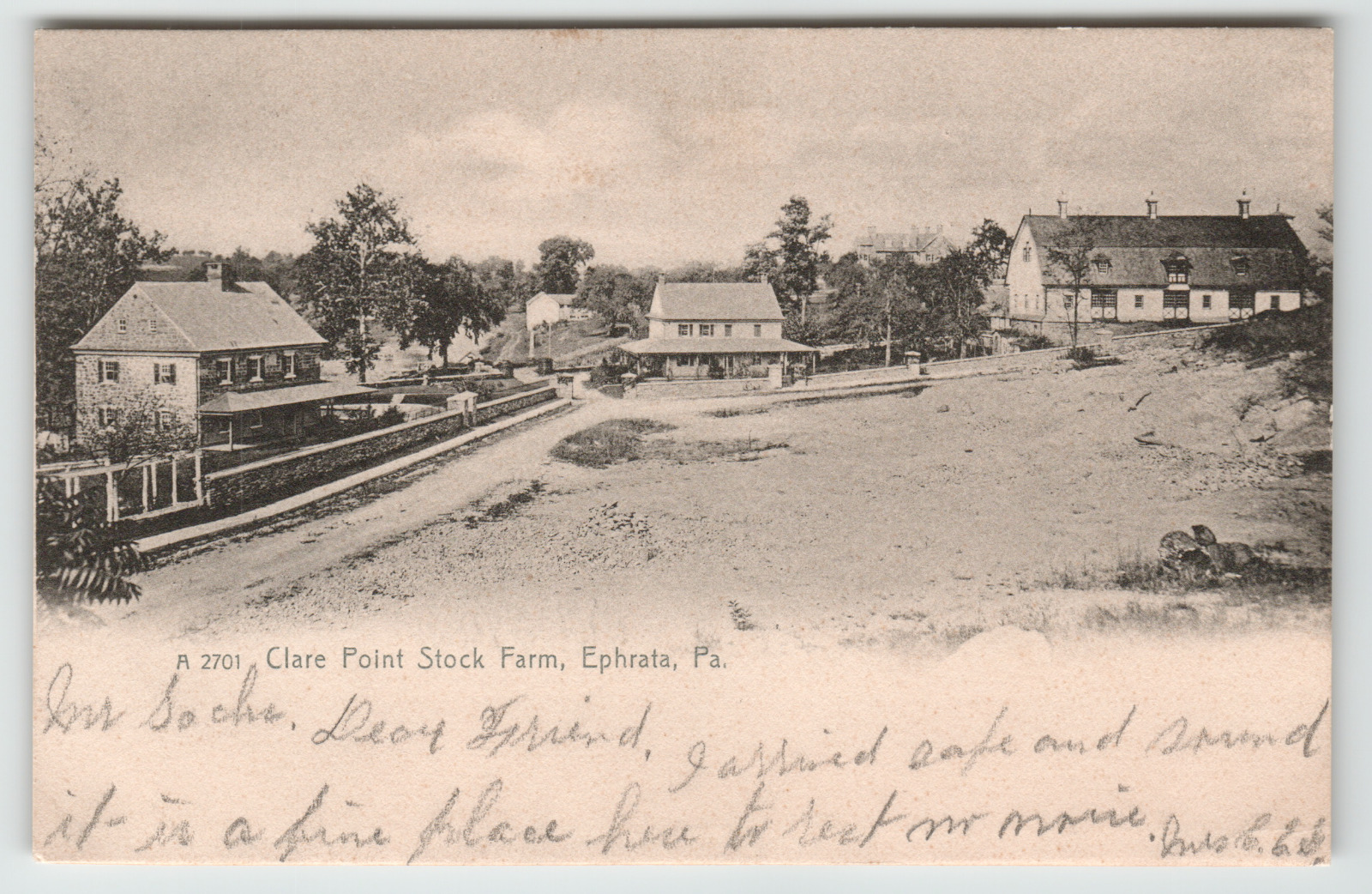 Postcard RPPC 1907 Clare Point Stock Race Horse Farm in Ephrata, PA