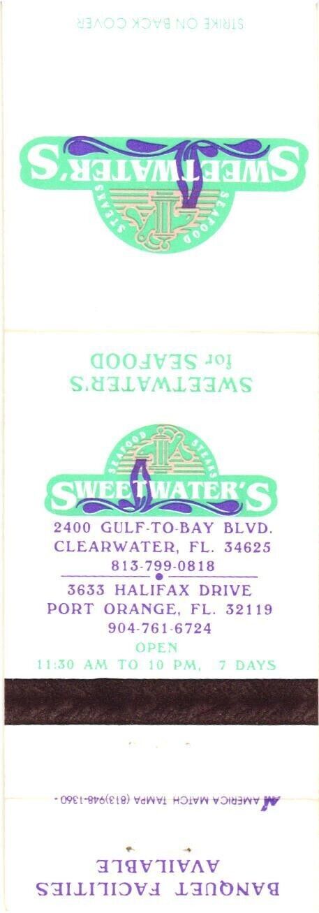 Clearwater, Florida, Port Orange, Florida Sweetwater\'s Vintage Matchbook Cover
