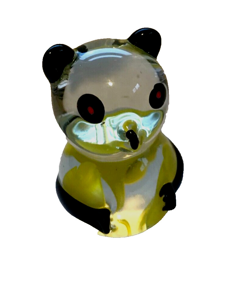 UNUSUAL SOLID ART GLASS PANDA BEAR FIGURE