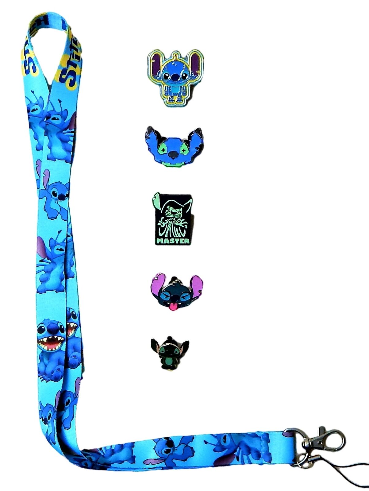 Stitch Lanyard and 5 Lilo & Stitch Themed Disney Trading Pins Set - Brand NEW