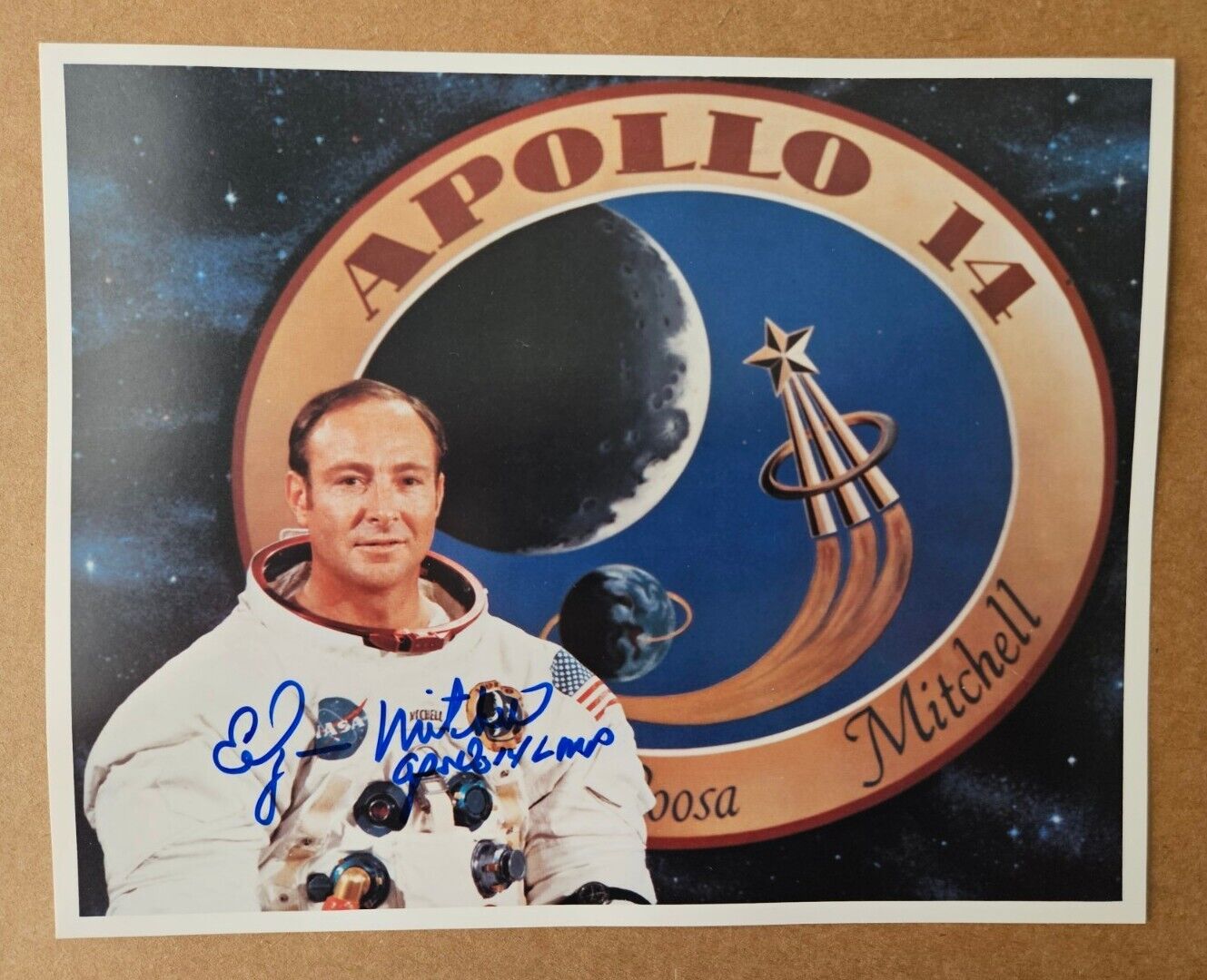 Edgar Mitchell signed 8x10 NASA photo, Apollo 14 moonwalker, astronaut, JSA ALOA