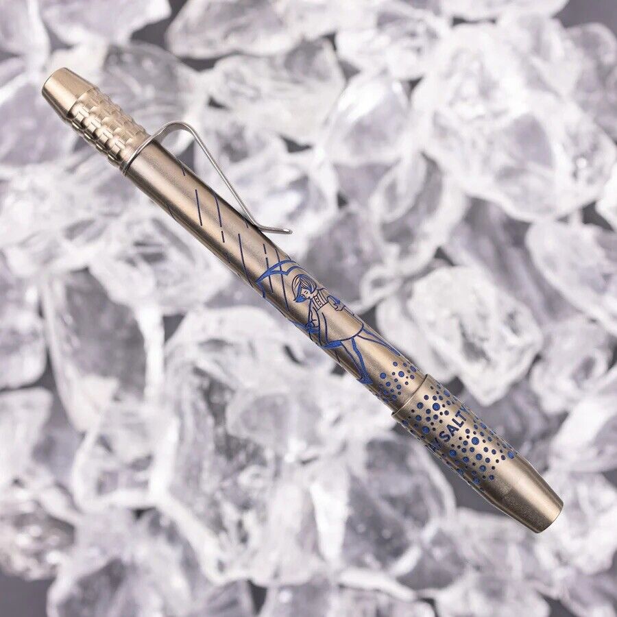 Ti2 Design Titanium TechLiner Grid Pen - Salt Girl LE (Blue/Gold Ano)