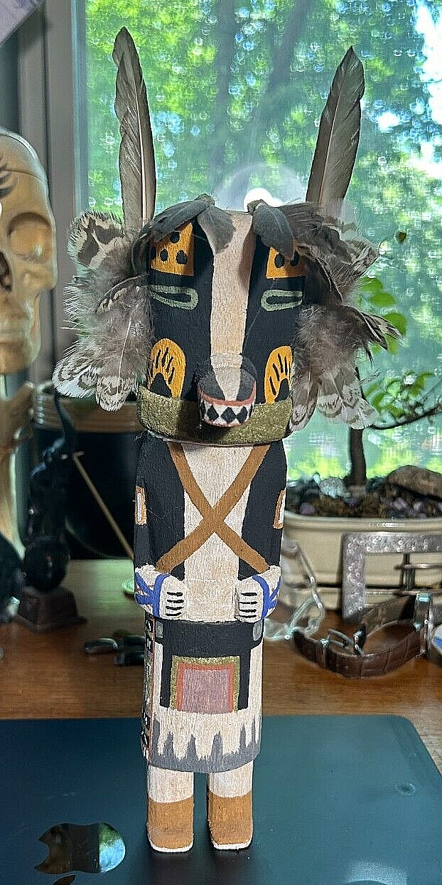 Old Traditional Hand Made Hopi Badger Kachina Doll Ambrose Namoki