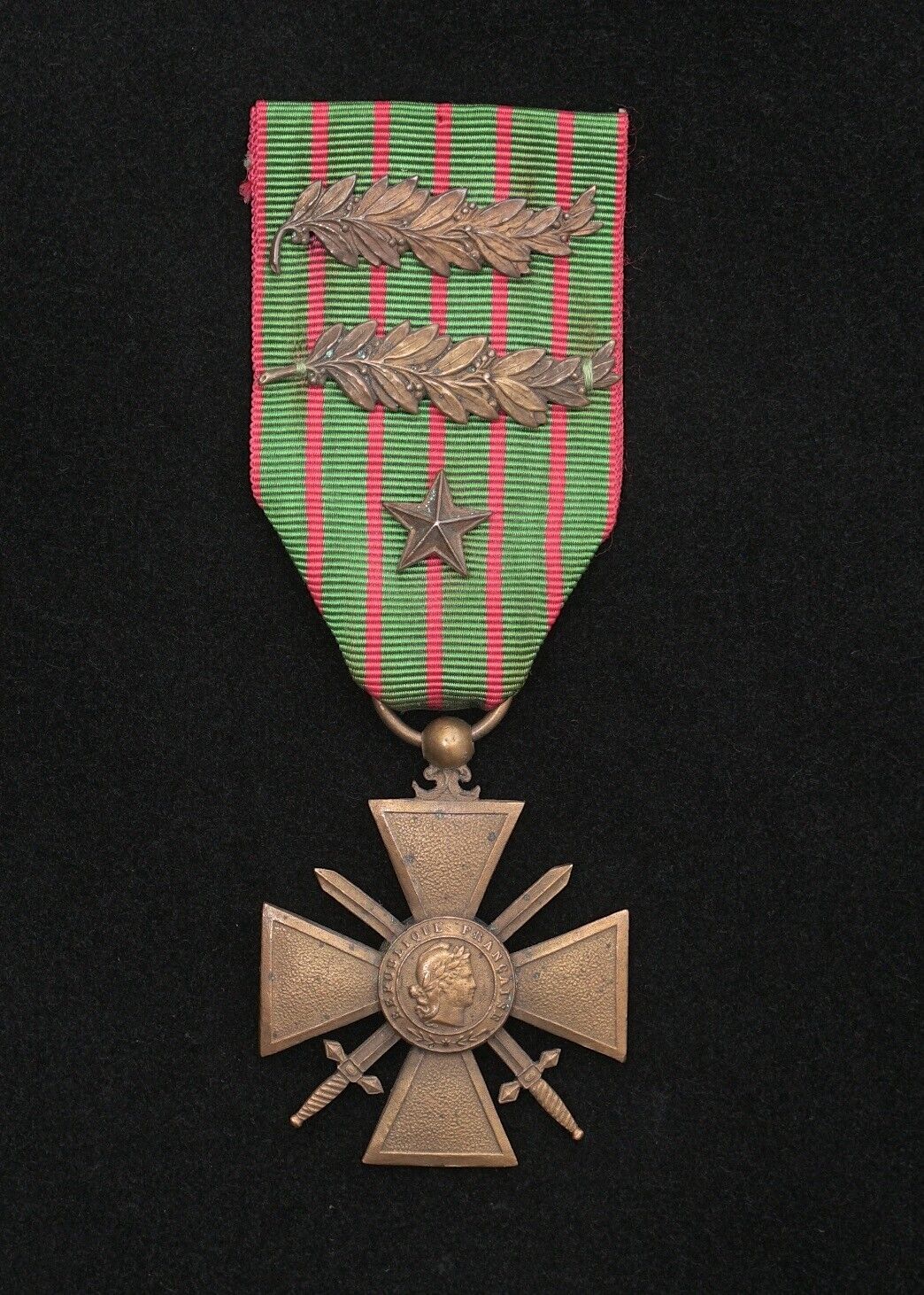 WWI 1915 French Croix de Guerre with Two Palm Citations & a Bronze Star Citation