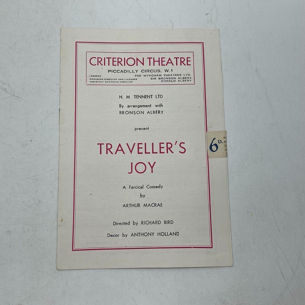 Playbill Theater Program Criterion Theatre Traveller\'s Joy